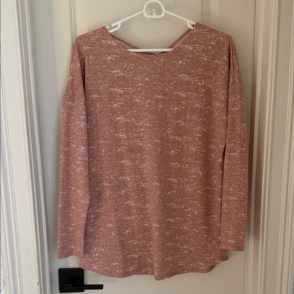 First Love Marled Pink Long Sleeve Top